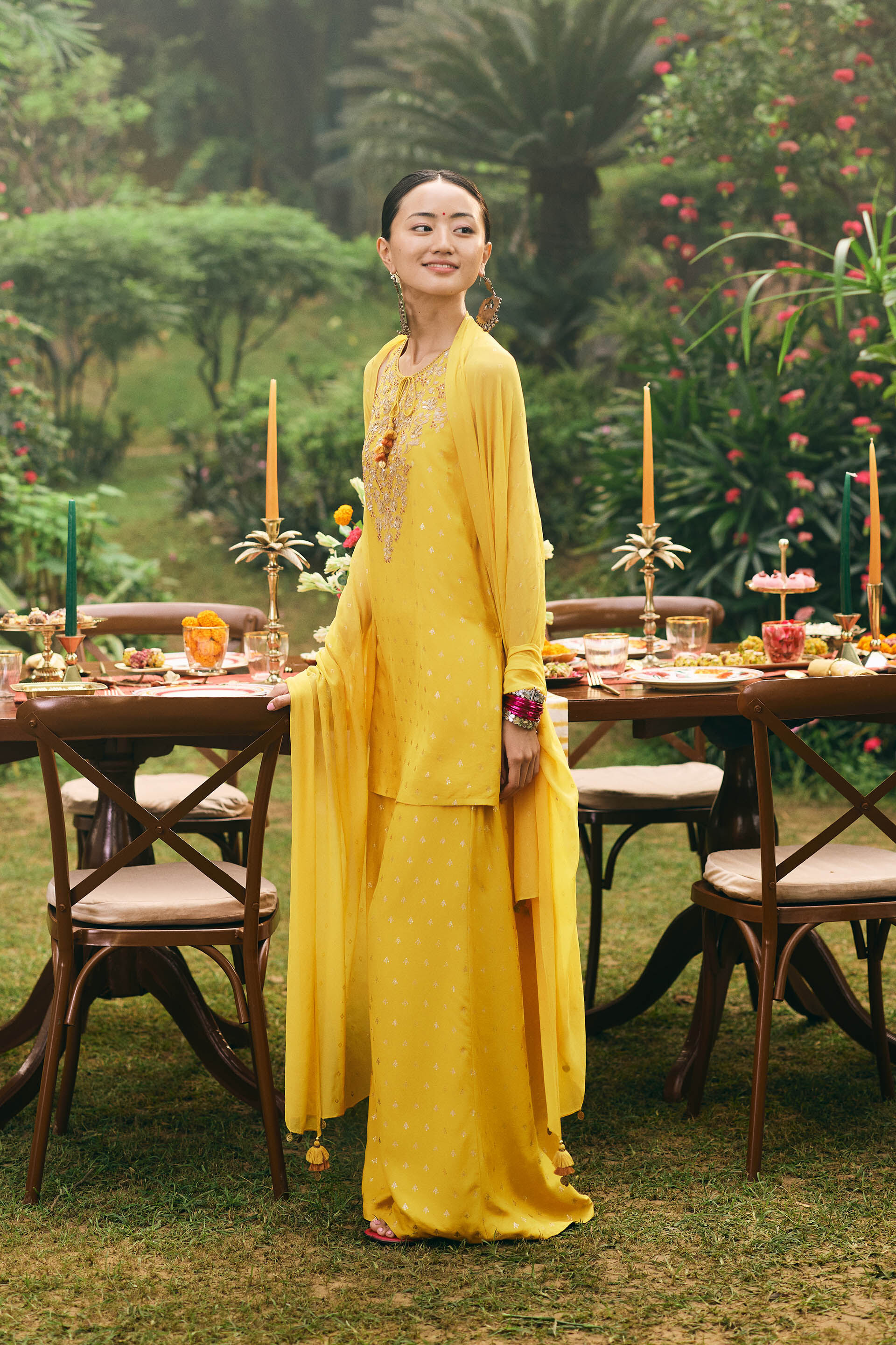 Laddoo Peela Kurta Set, Mustard, image 2